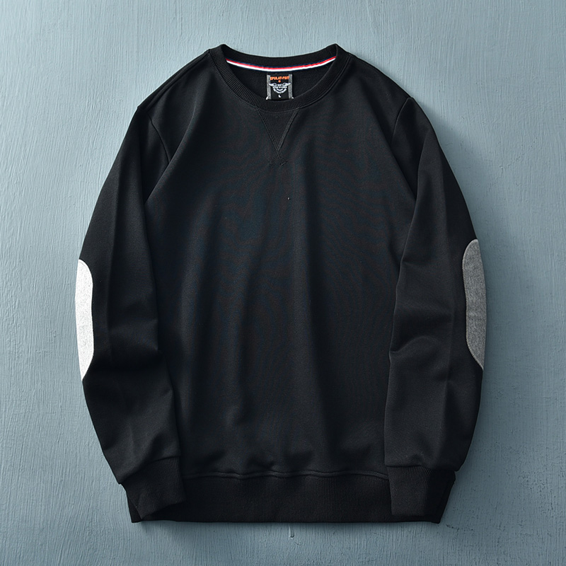 Sweatshirt - Lässiger Herren-Pullover in Übergröße mit Ellbogen-Patches-Schwarz-M-Chaps Herrenmode