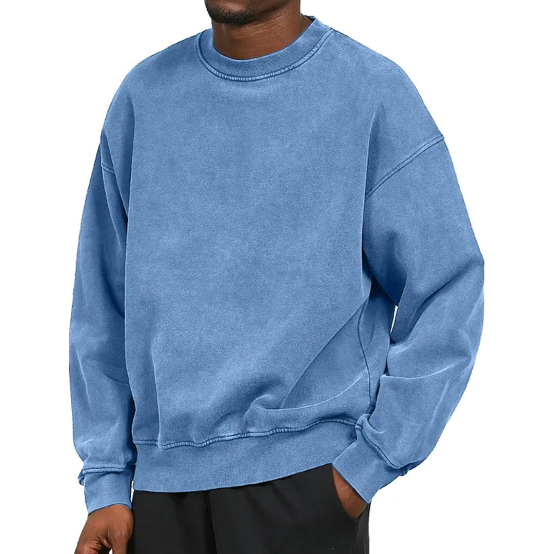 Sweatshirt - Schlichter, bequemer Rundhals-Pullover für Männer-Blau-S-Chaps Herrenmode