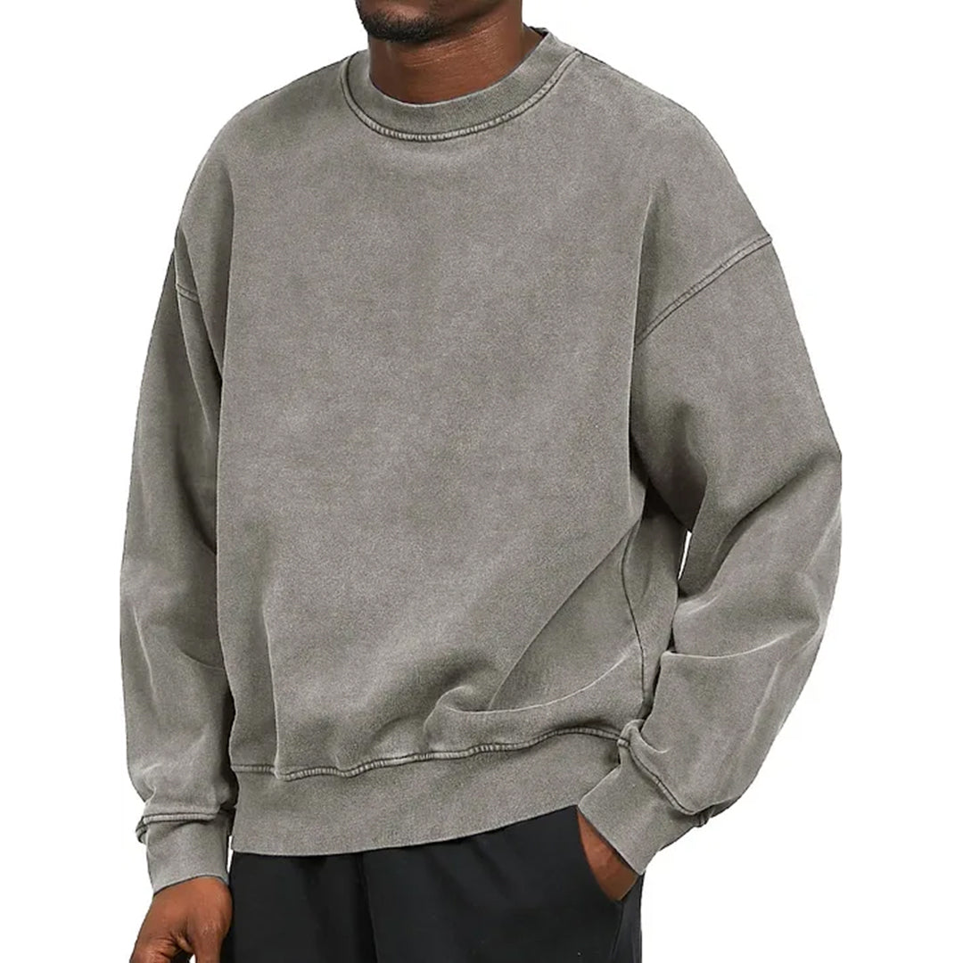Sweatshirt - Schlichter, bequemer Rundhals-Pullover für Männer-Grau-S-Chaps Herrenmode