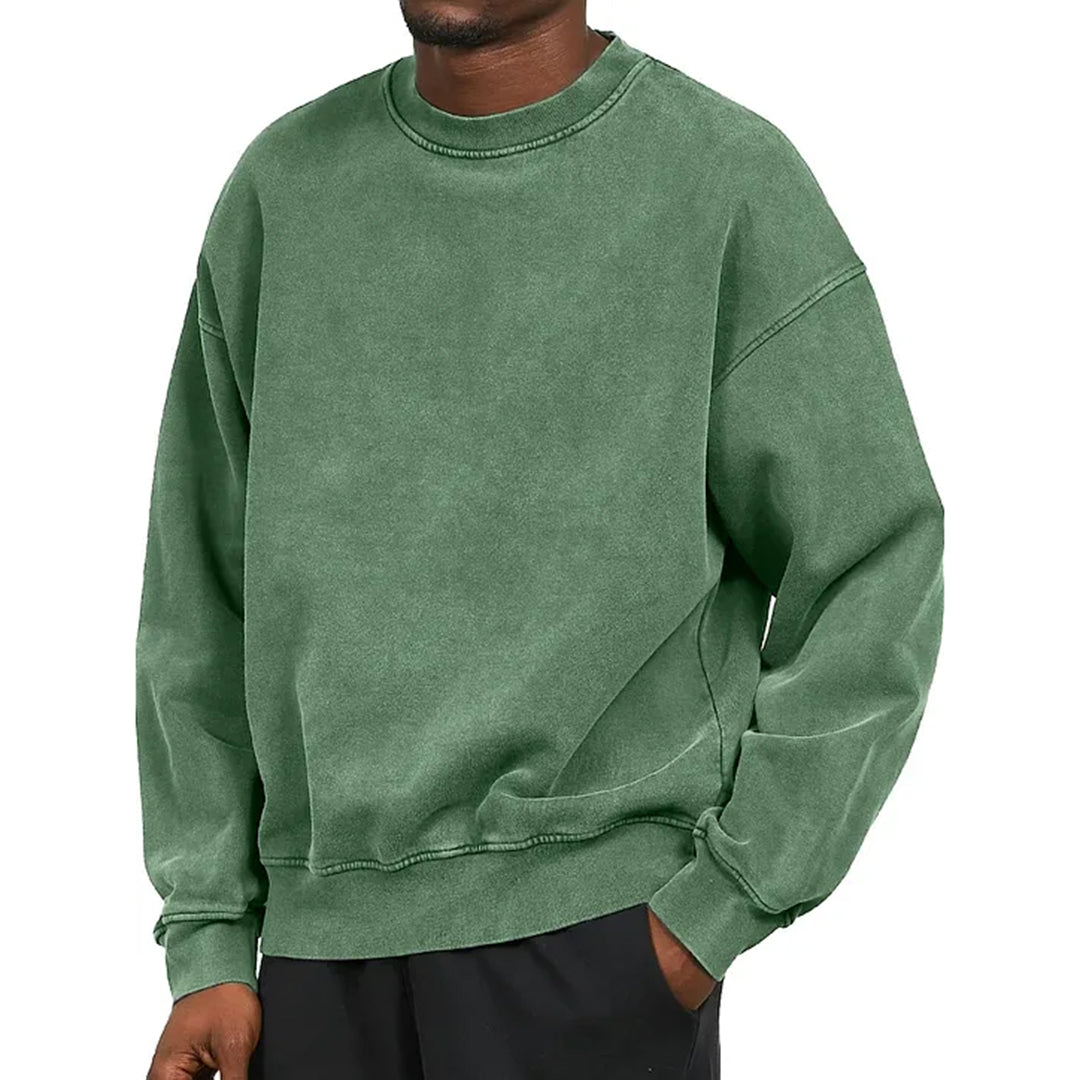 Sweatshirt - Schlichter, bequemer Rundhals-Pullover für Männer-Grün-S-Chaps Herrenmode
