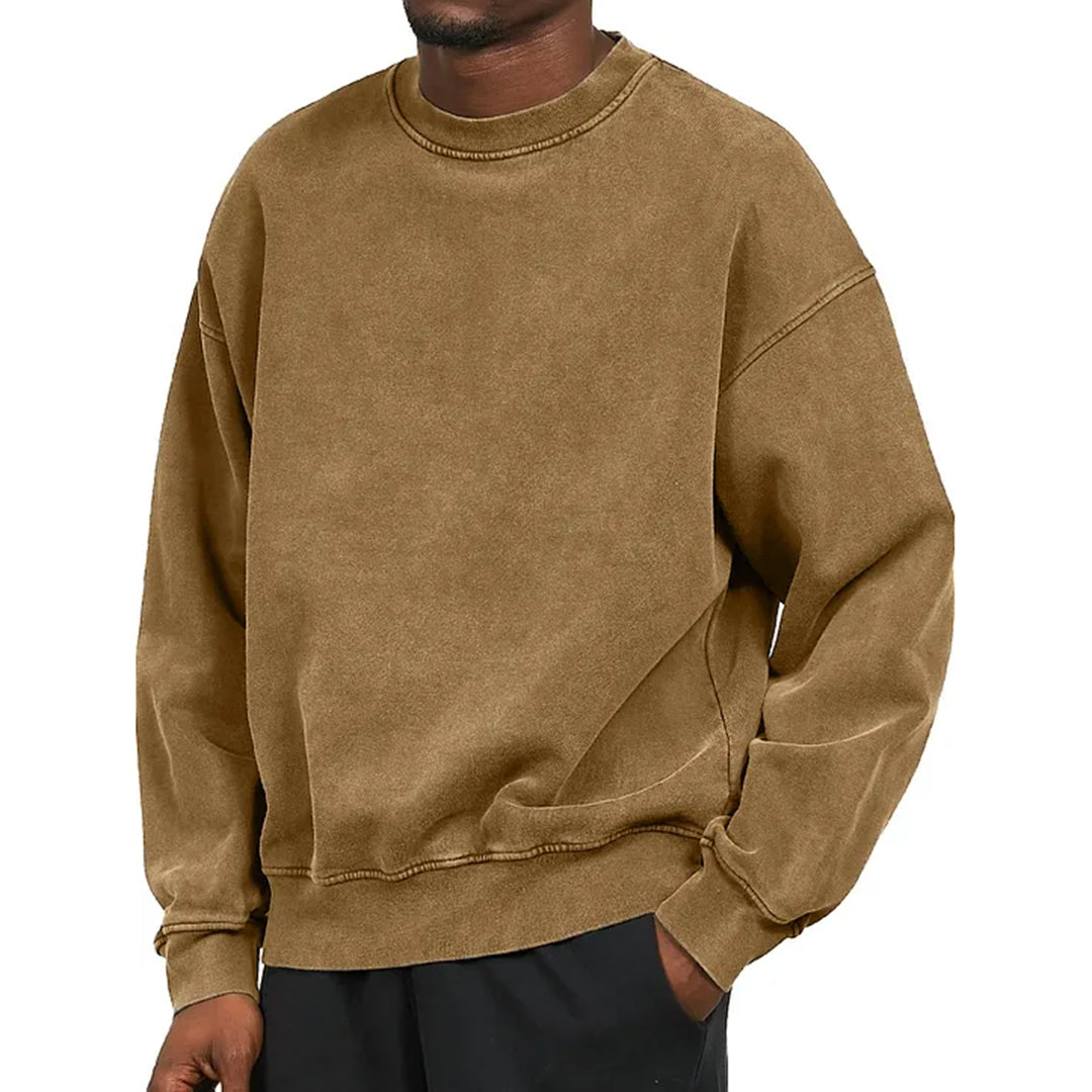 Sweatshirt - Schlichter, bequemer Rundhals-Pullover für Männer-Khaki-S-Chaps Herrenmode
