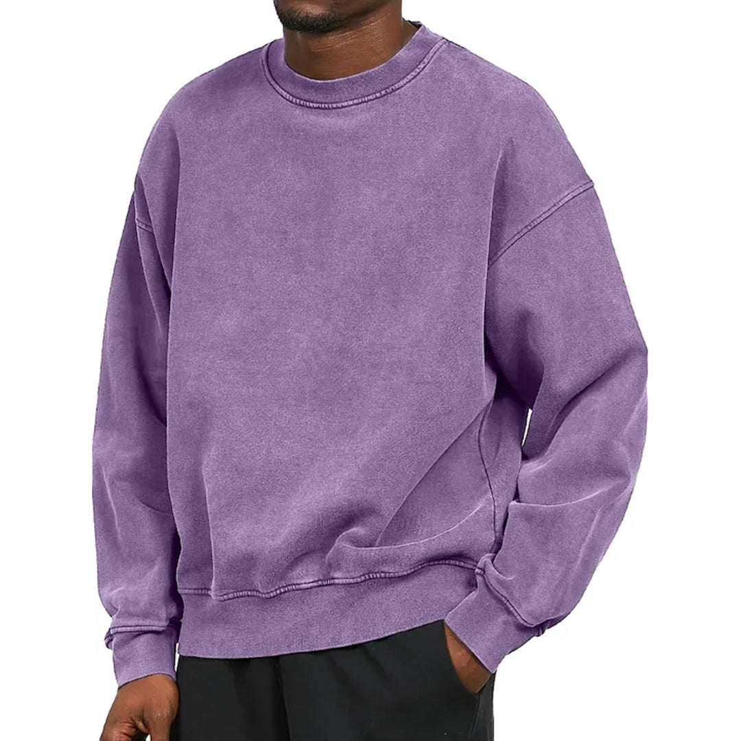 Sweatshirt - Schlichter, bequemer Rundhals-Pullover für Männer-Lila-S-Chaps Herrenmode
