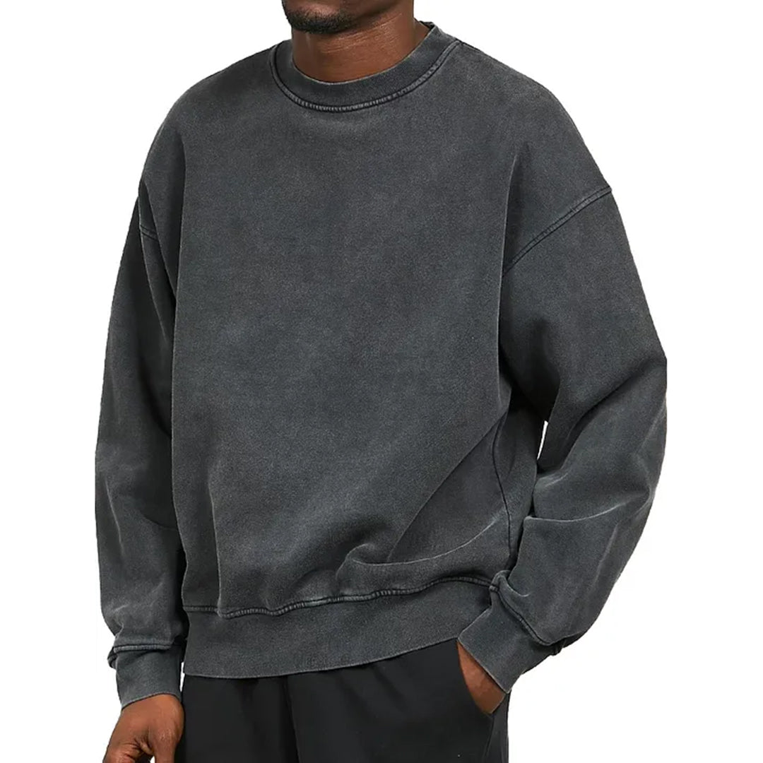 Sweatshirt - Schlichter, bequemer Rundhals-Pullover für Männer-Schwarz-S-Chaps Herrenmode