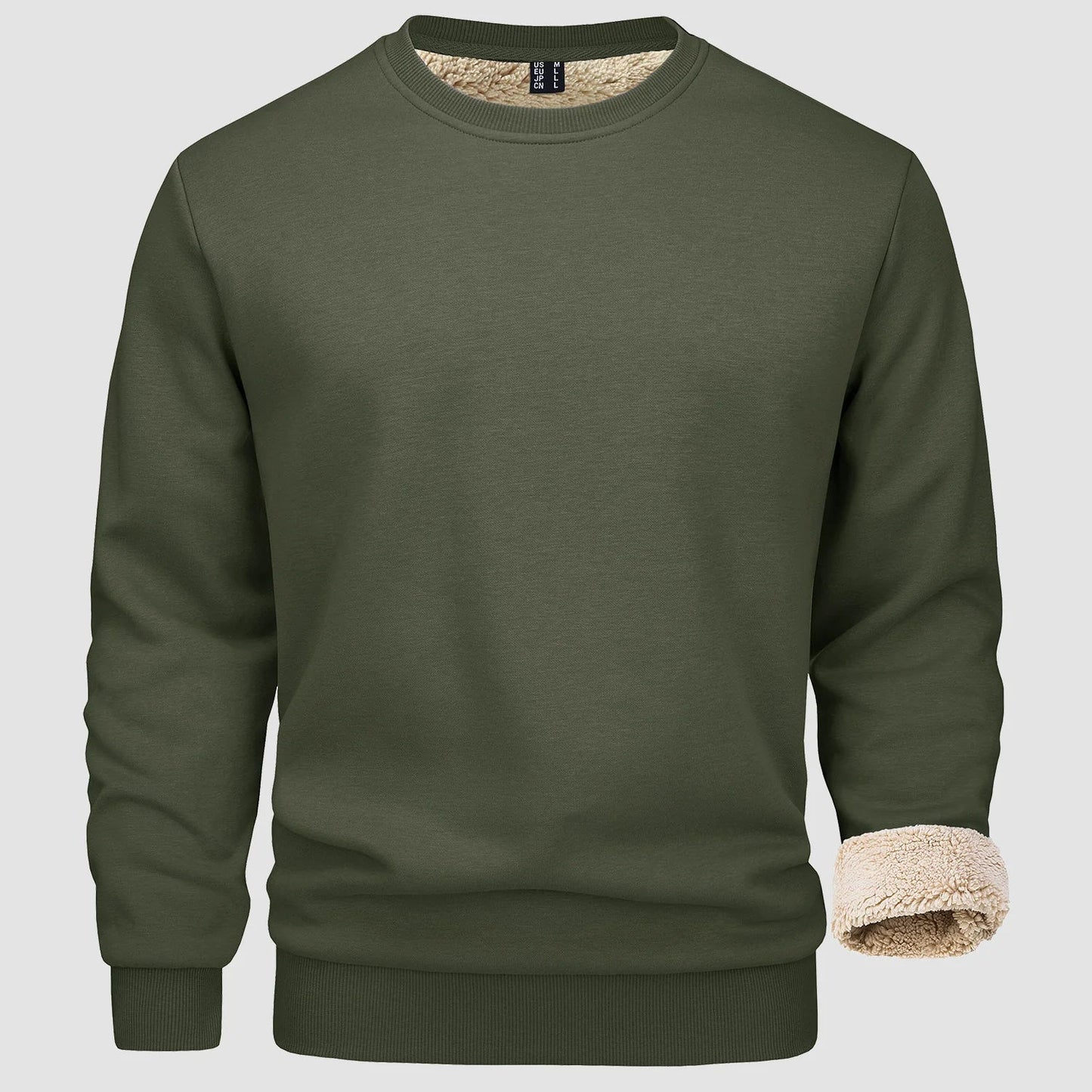 Sweatshirt – Warm – Rundhalsausschnitt – Winterpullover – Fleecegefütterte Sweatshirts für Männer-Armeegrün-S-Chaps Herrenmode