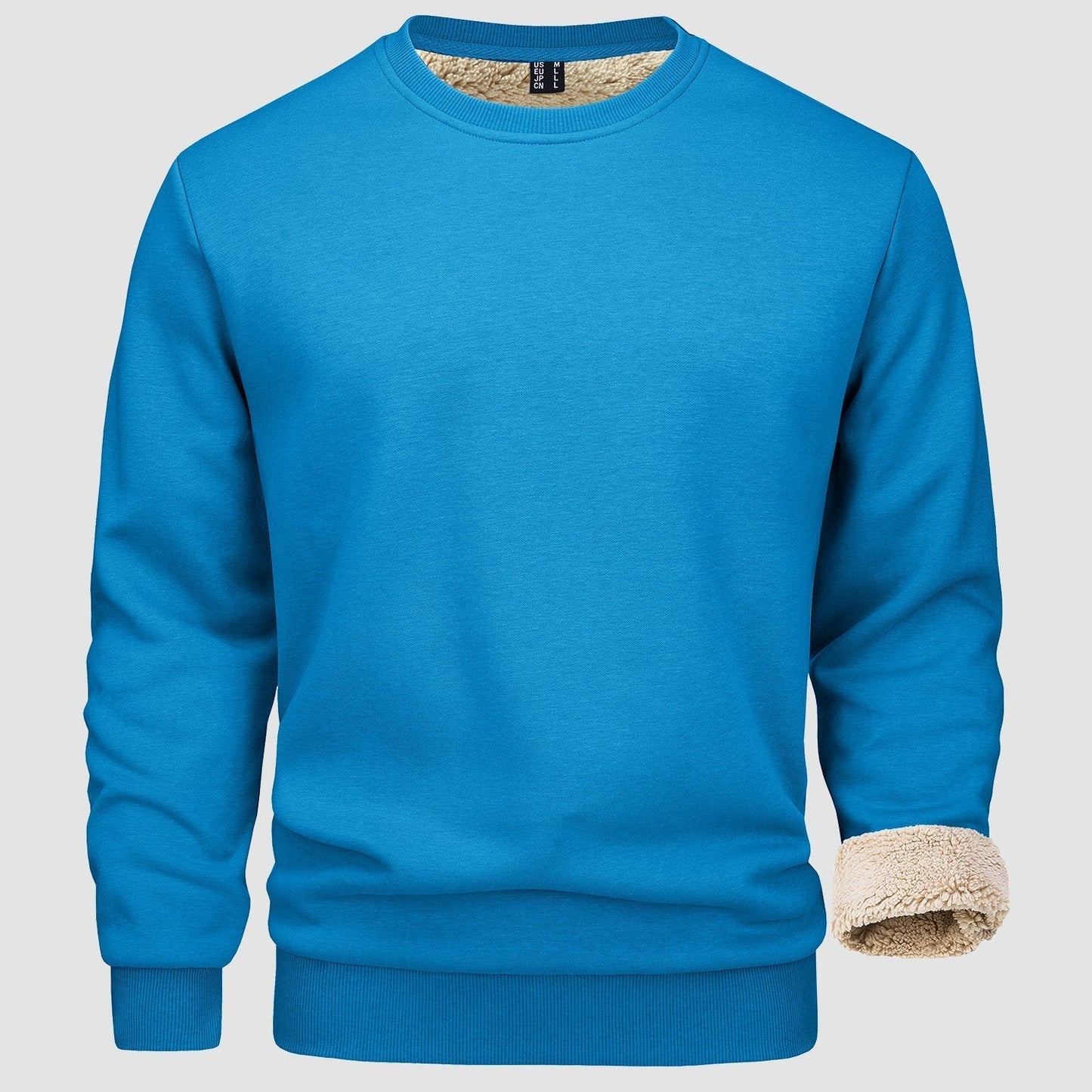 Sweatshirt – Warm – Rundhalsausschnitt – Winterpullover – Fleecegefütterte Sweatshirts für Männer-Blau Grün-S-Chaps Herrenmode