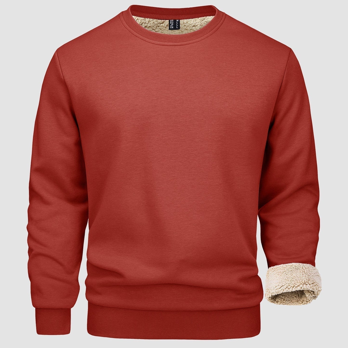 Sweatshirt – Warm – Rundhalsausschnitt – Winterpullover – Fleecegefütterte Sweatshirts für Männer-Dunkelorange-S-Chaps Herrenmode