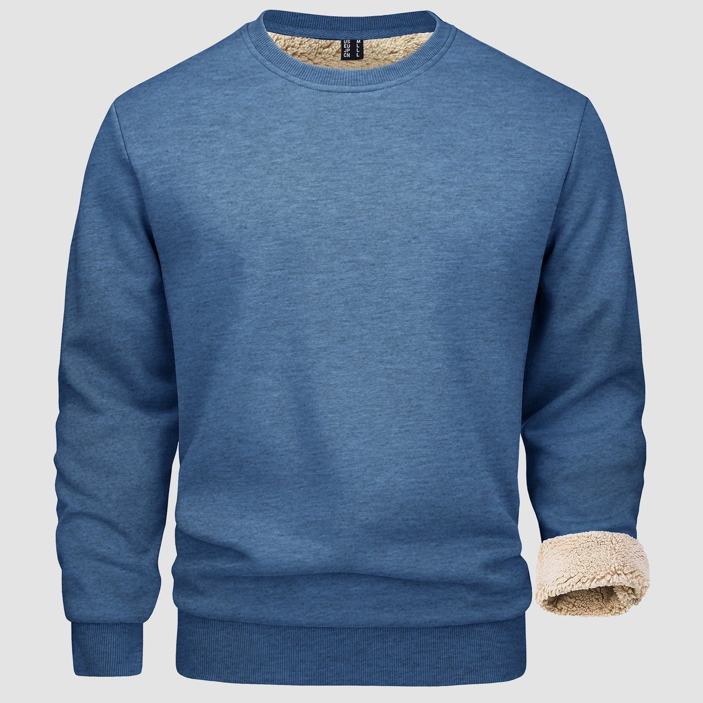 Sweatshirt – Warm – Rundhalsausschnitt – Winterpullover – Fleecegefütterte Sweatshirts für Männer-Grau Blau-S-Chaps Herrenmode