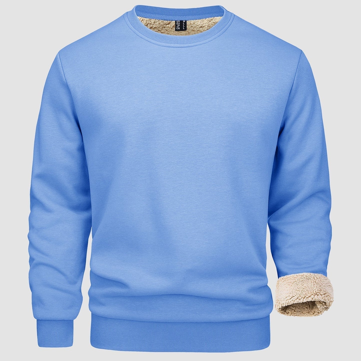 Sweatshirt – Warm – Rundhalsausschnitt – Winterpullover – Fleecegefütterte Sweatshirts für Männer-Hellblau-S-Chaps Herrenmode