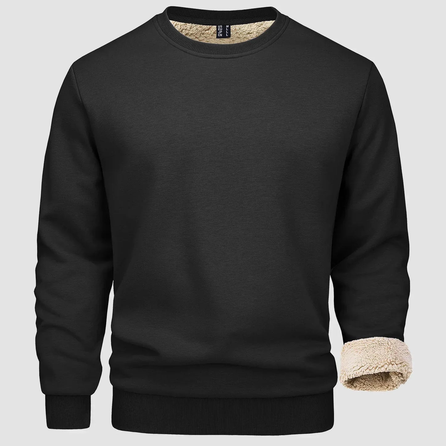 Sweatshirt – Warm – Rundhalsausschnitt – Winterpullover – Fleecegefütterte Sweatshirts für Männer-Schwarz-S-Chaps Herrenmode