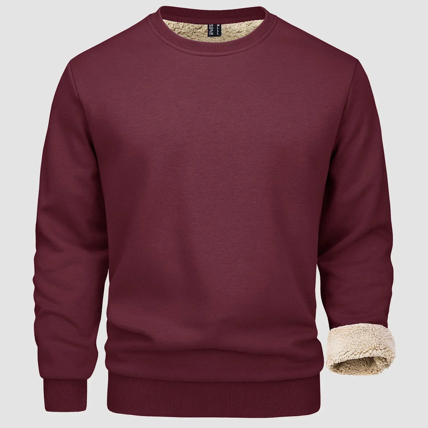Sweatshirt – Warm – Rundhalsausschnitt – Winterpullover – Fleecegefütterte Sweatshirts für Männer-Wein-S-Chaps Herrenmode
