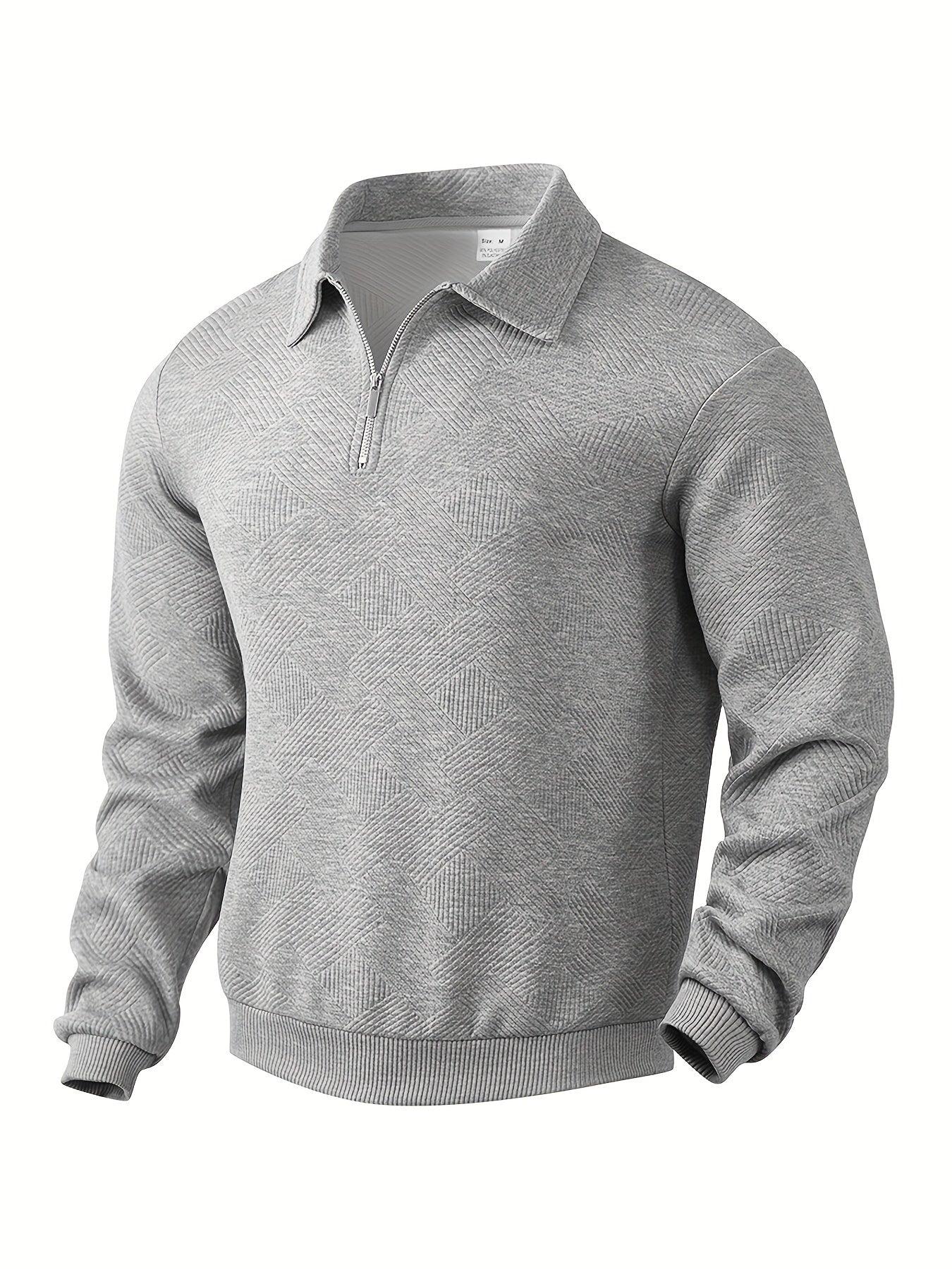 Sweatshirt mit Viertelreißverschluss | Mit Kragen | Normaler Reißverschluss | Herren-Pullover mit halbem Reißverschluss | Herrenbekleidung-Grau-S-Chaps Herrenmode