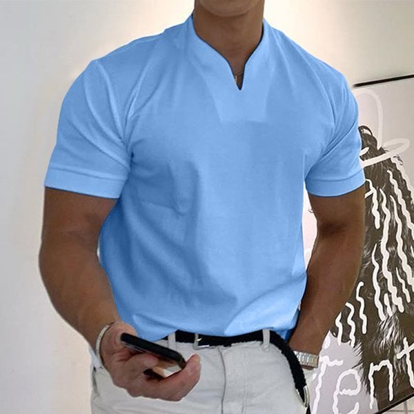 T-Shirt – Atmungsaktives Kurzarm-T-Shirt für Männer in normaler Passform-Blau-M-Chaps Herrenmode