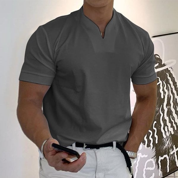 T-Shirt – Atmungsaktives Kurzarm-T-Shirt für Männer in normaler Passform-Grau-M-Chaps Herrenmode