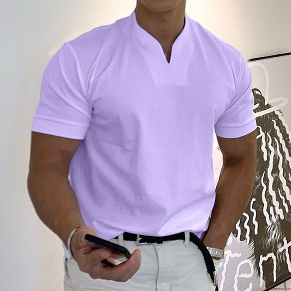 T-Shirt – Atmungsaktives Kurzarm-T-Shirt für Männer in normaler Passform-Lila-M-Chaps Herrenmode