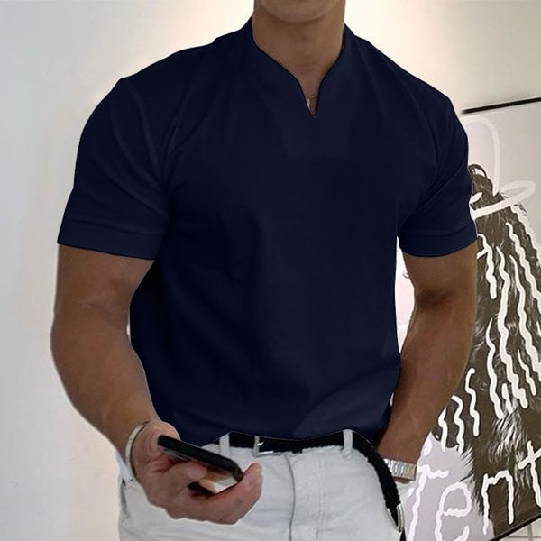 T-Shirt – Atmungsaktives Kurzarm-T-Shirt für Männer in normaler Passform-Marineblau-M-Chaps Herrenmode