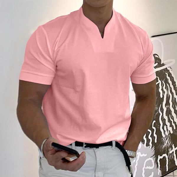 T-Shirt – Atmungsaktives Kurzarm-T-Shirt für Männer in normaler Passform-Rosa-M-Chaps Herrenmode