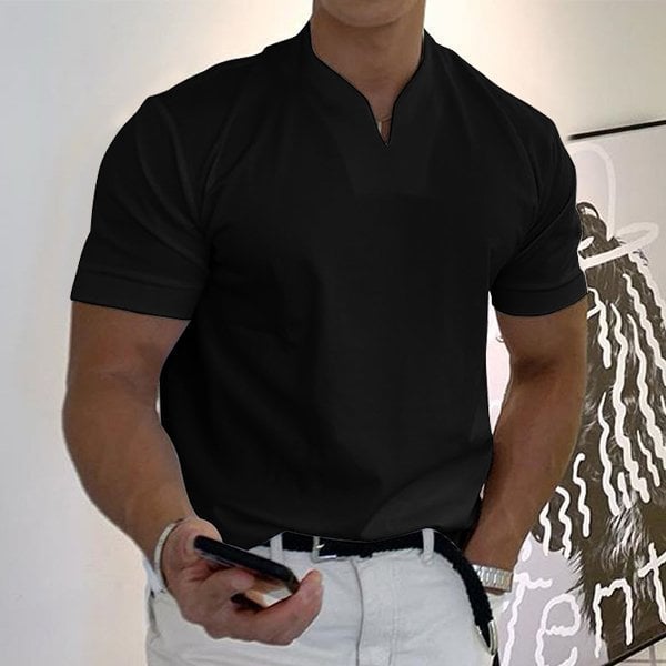 T-Shirt – Atmungsaktives Kurzarm-T-Shirt für Männer in normaler Passform-Schwarz-M-Chaps Herrenmode