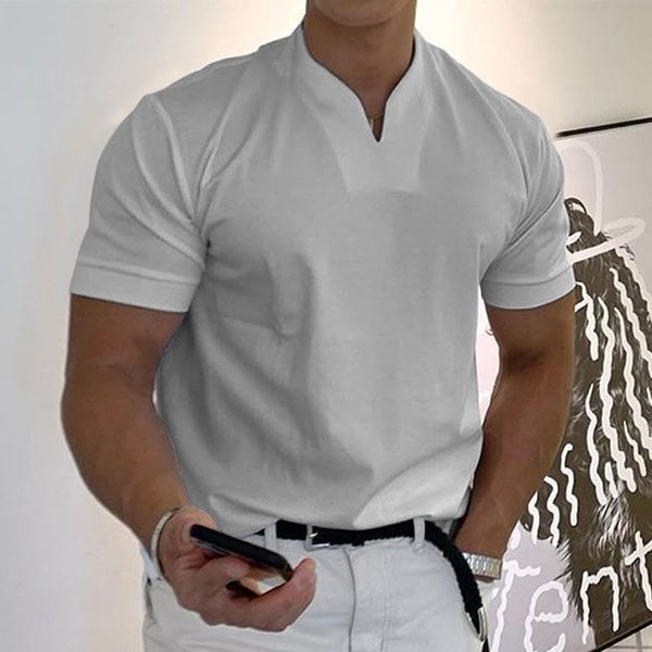 T-Shirt – Atmungsaktives Kurzarm-T-Shirt für Männer in normaler Passform-Silber-M-Chaps Herrenmode