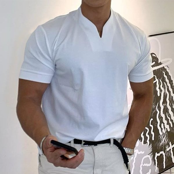 T-Shirt – Atmungsaktives Kurzarm-T-Shirt für Männer in normaler Passform-Weiß-M-Chaps Herrenmode