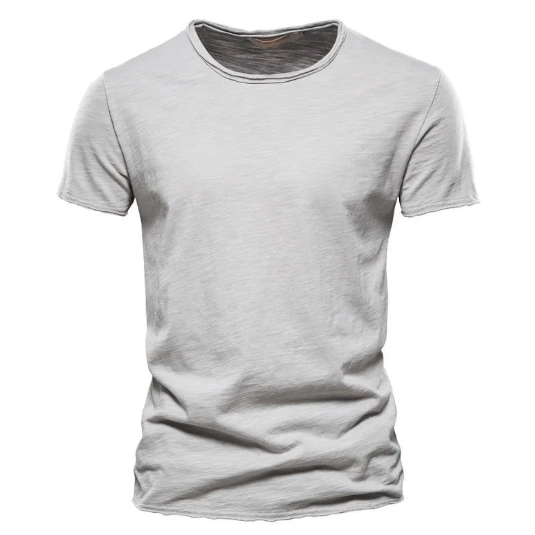 T-Shirt | Freizeit | Kurzarm | Rundhalsausschnitt | Herrenhemden-Grau-S-Chaps Herrenmode