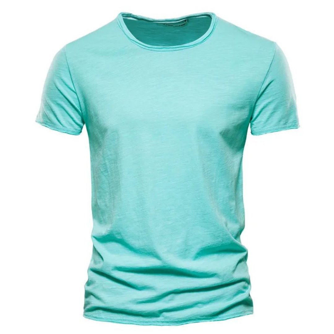 T-Shirt | Freizeit | Kurzarm | Rundhalsausschnitt | Herrenhemden-Hellgrün-S-Chaps Herrenmode