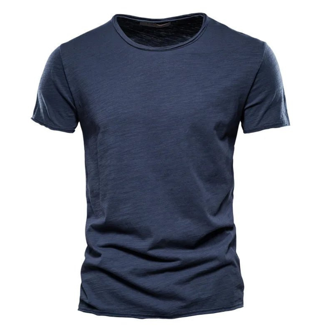 T-Shirt | Freizeit | Kurzarm | Rundhalsausschnitt | Herrenhemden-Marineblau-S-Chaps Herrenmode