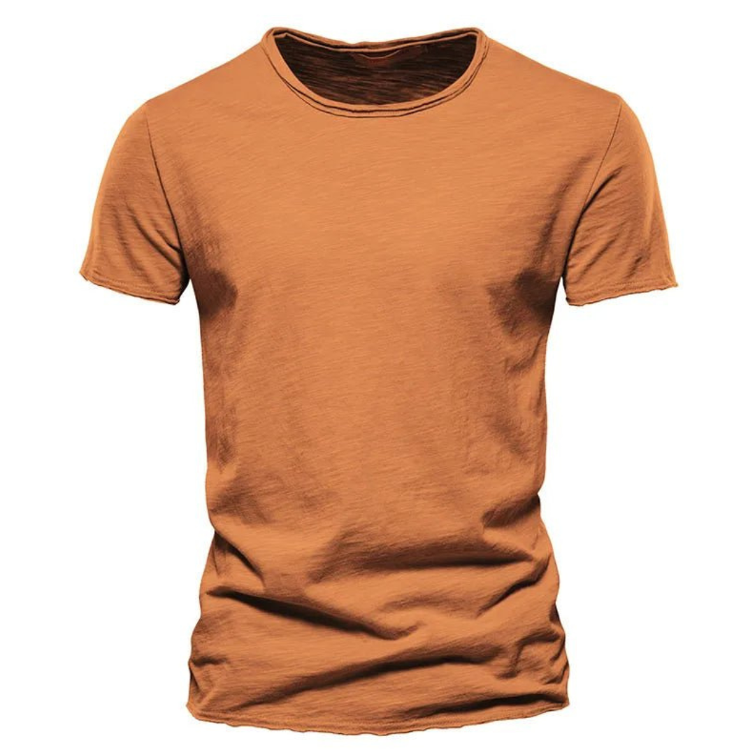 T-Shirt | Freizeit | Kurzarm | Rundhalsausschnitt | Herrenhemden-Orange-S-Chaps Herrenmode