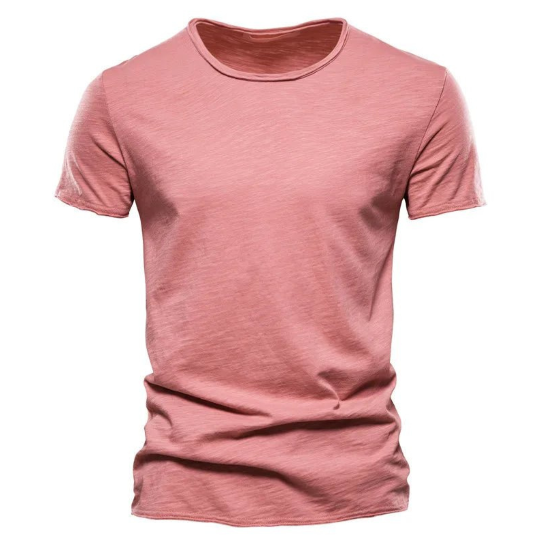 T-Shirt | Freizeit | Kurzarm | Rundhalsausschnitt | Herrenhemden-Rosa-S-Chaps Herrenmode