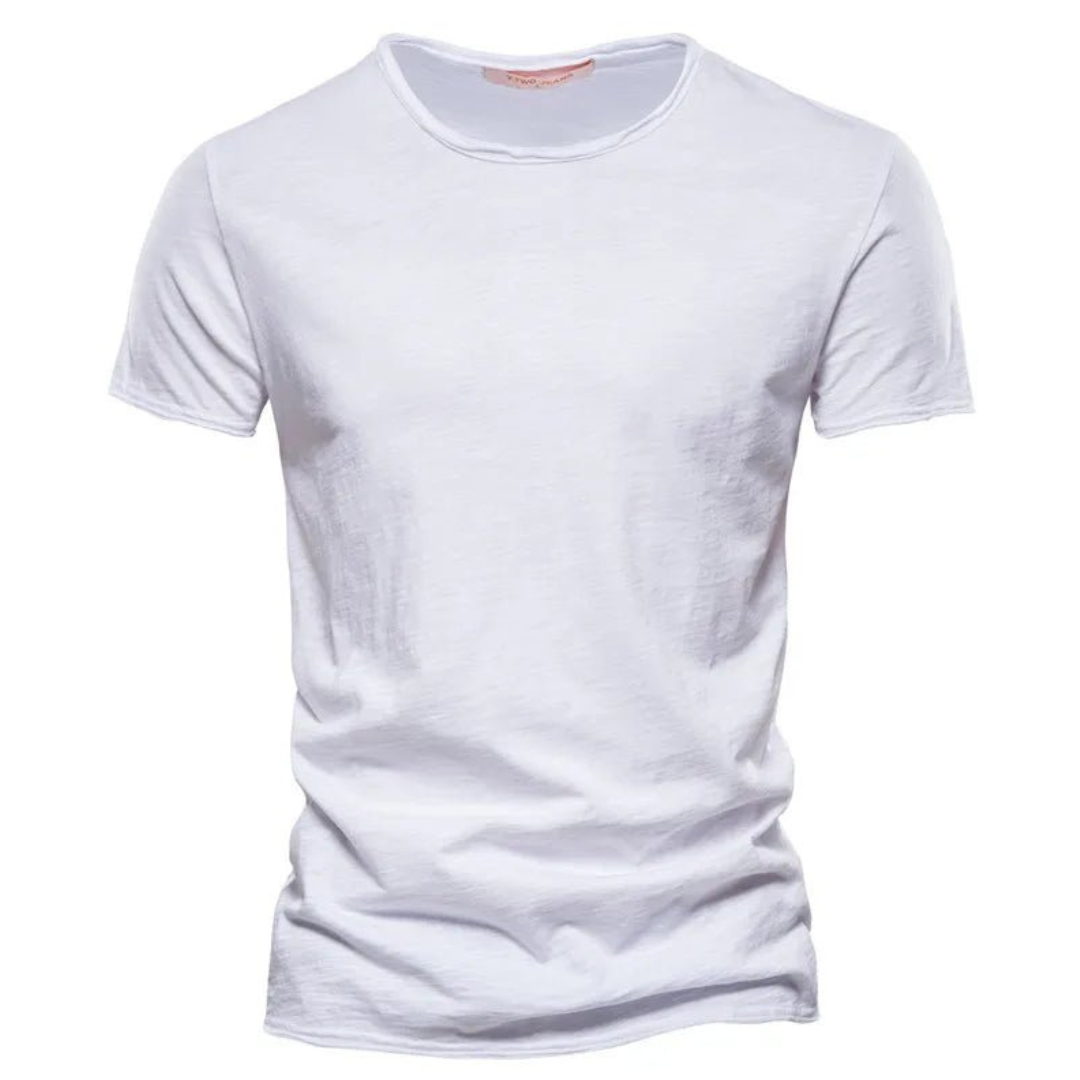 T-Shirt | Freizeit | Kurzarm | Rundhalsausschnitt | Herrenhemden-Weiß-S-Chaps Herrenmode