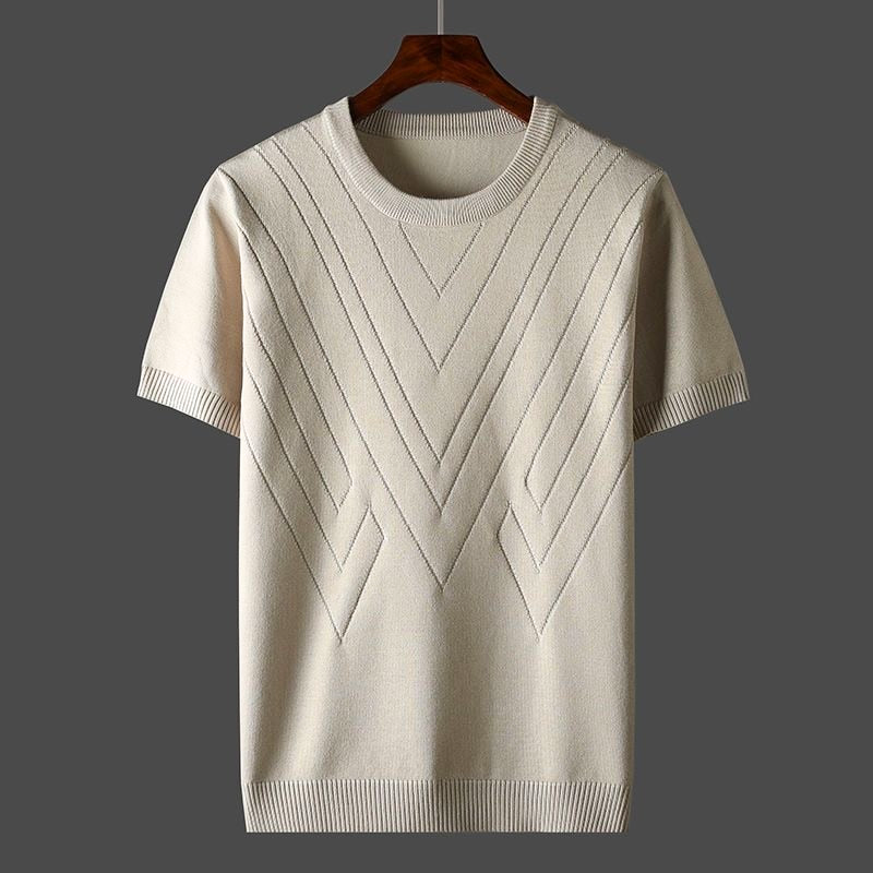 T-Shirt | Kaschmir | Lockere Passform | Rundhalsausschnitt T-Shirt | T-Shirts für Herren-Aprikose-XS-Chaps Herrenmode