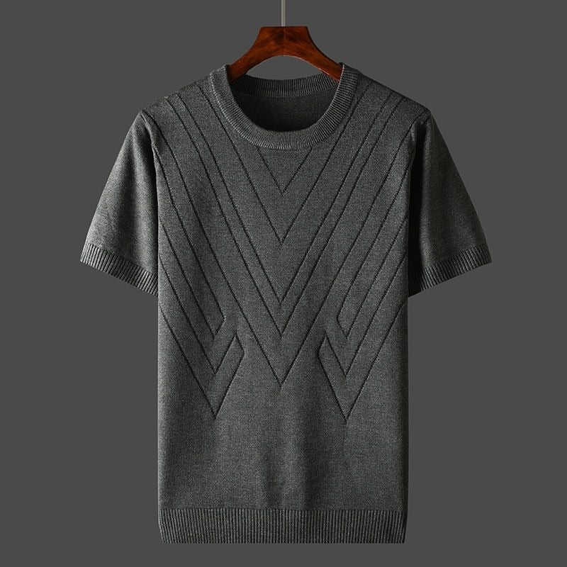 T-Shirt | Kaschmir | Lockere Passform | Rundhalsausschnitt T-Shirt | T-Shirts für Herren-Grau-XS-Chaps Herrenmode