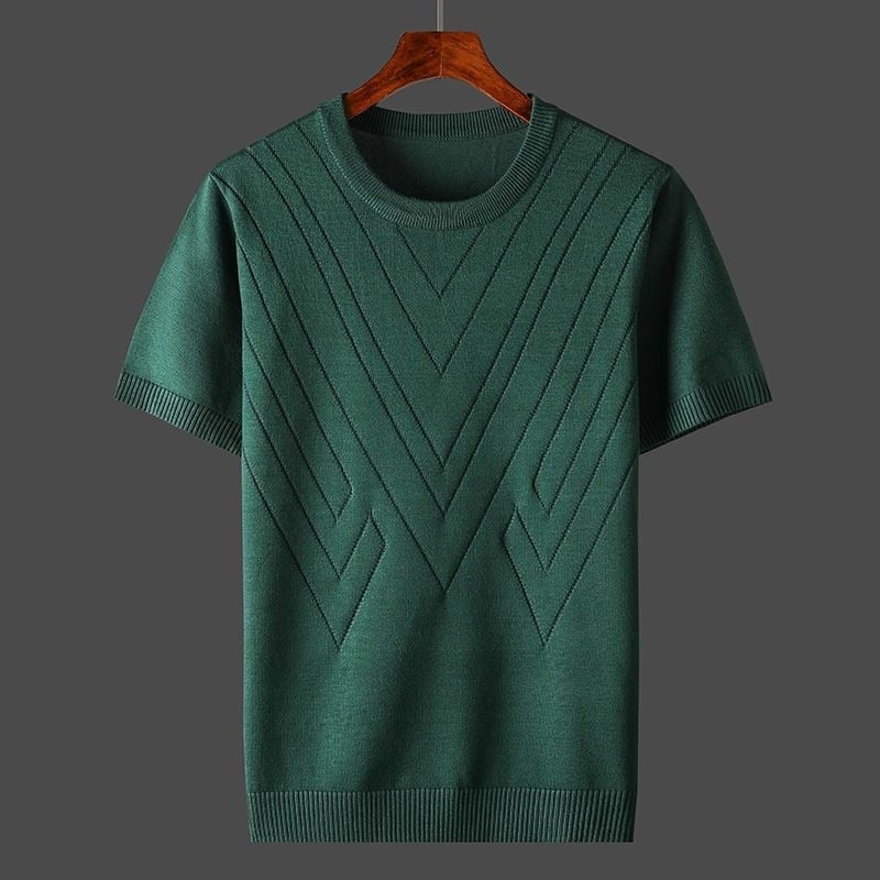 T-Shirt | Kaschmir | Lockere Passform | Rundhalsausschnitt T-Shirt | T-Shirts für Herren-Grün-XS-Chaps Herrenmode