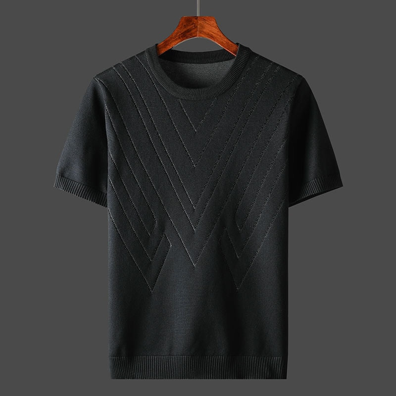 T-Shirt | Kaschmir | Lockere Passform | Rundhalsausschnitt T-Shirt | T-Shirts für Herren-Schwarz-XS-Chaps Herrenmode