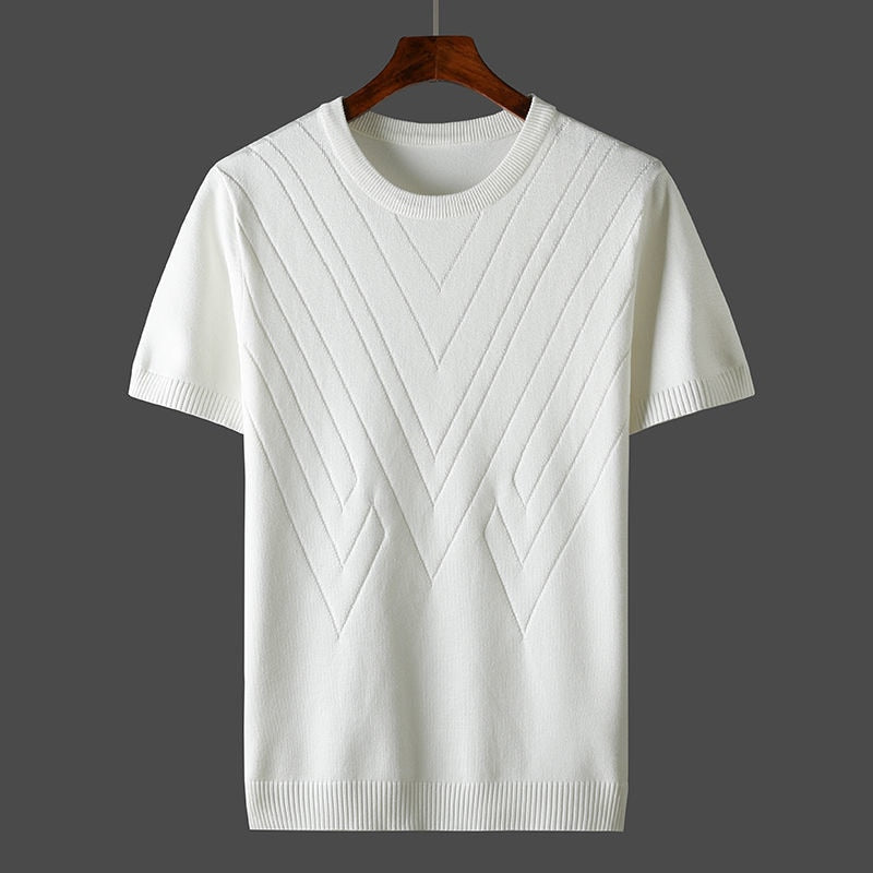 T-Shirt | Kaschmir | Lockere Passform | Rundhalsausschnitt T-Shirt | T-Shirts für Herren-Weiß-XS-Chaps Herrenmode