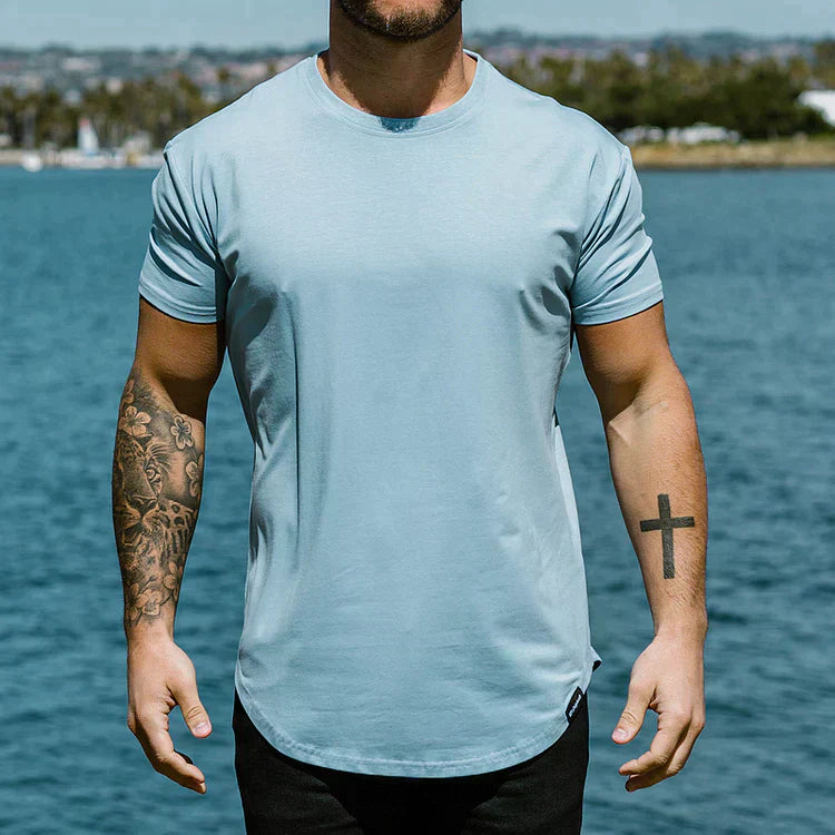 T-Shirt | Kurzarm | Rundhalsausschnitt | Slim-Fit-T-Shirts | Herren-T-Shirts-Hellblau-S-Chaps Herrenmode