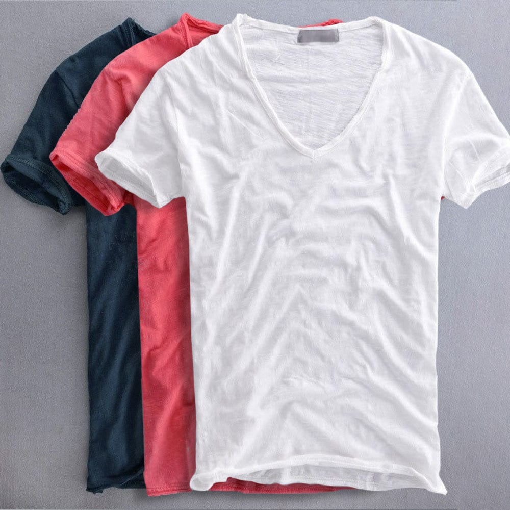 T-Shirt | Leichtgewicht | Sommer | T-Shirt mit V-Ausschnitt | Herrenhemden-Chaps Herrenmode
