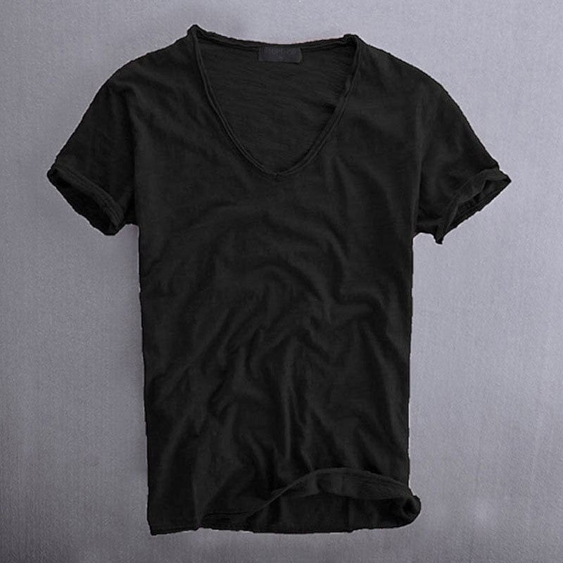 T-Shirt | Leichtgewicht | Sommer | T-Shirt mit V-Ausschnitt | Herrenhemden-Schwarz-M-Chaps Herrenmode