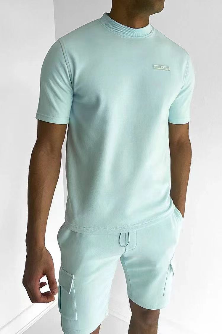 T-Shirt – bequem – Kurzarm – Rundhalsausschnitt – Herrenbekleidung-Blau-M-Chaps Herrenmode