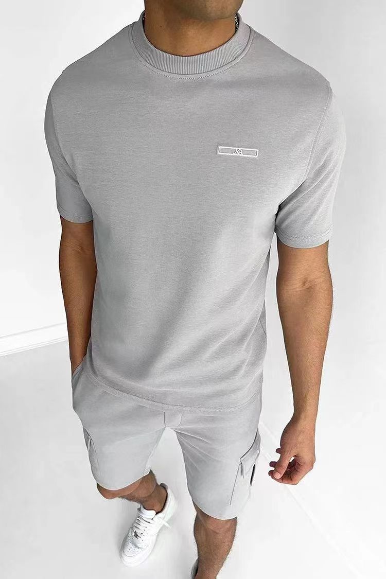 T-Shirt – bequem – Kurzarm – Rundhalsausschnitt – Herrenbekleidung-Grau-M-Chaps Herrenmode