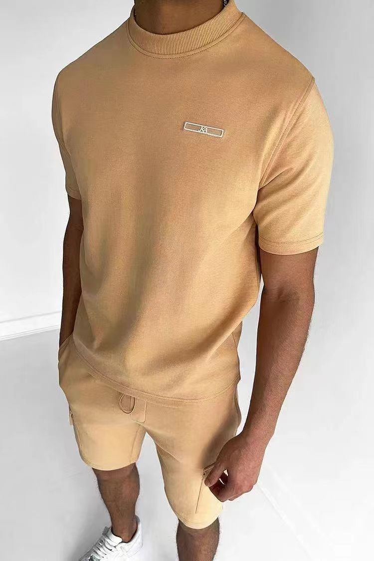 T-Shirt – bequem – Kurzarm – Rundhalsausschnitt – Herrenbekleidung-Khaki-M-Chaps Herrenmode