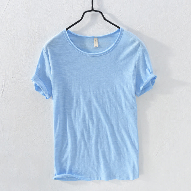 T-Shirt – leicht – mit kurzen Ärmeln – Rundhalsausschnitt – Herrenbekleidung-Blau-M-Chaps Herrenmode