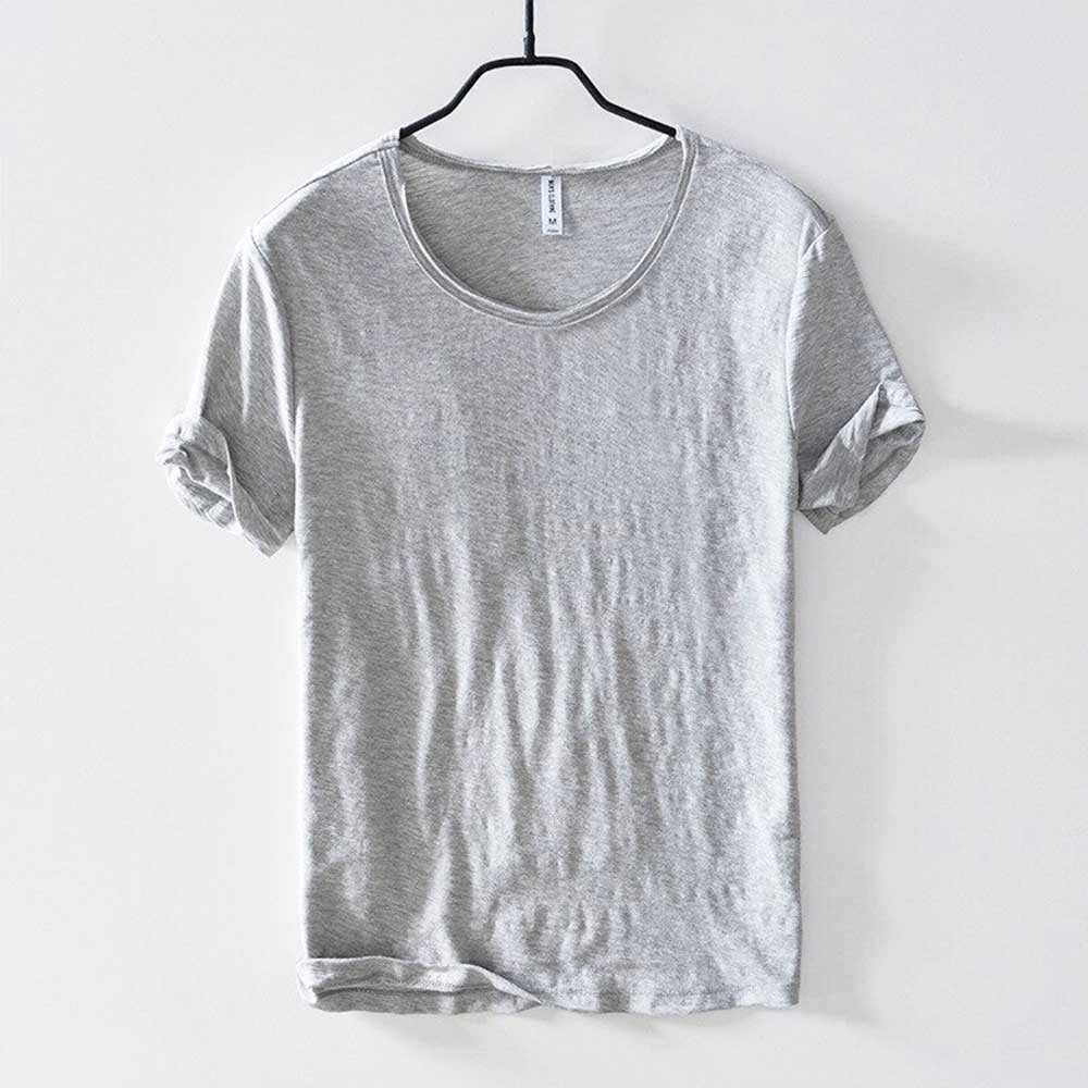 T-Shirt – leicht – mit kurzen Ärmeln – Rundhalsausschnitt – Herrenbekleidung-Grau-M-Chaps Herrenmode