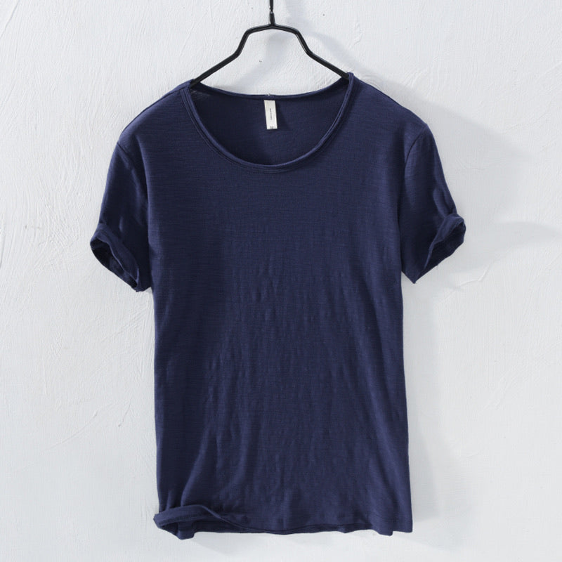 T-Shirt – leicht – mit kurzen Ärmeln – Rundhalsausschnitt – Herrenbekleidung-Himmelblau-M-Chaps Herrenmode