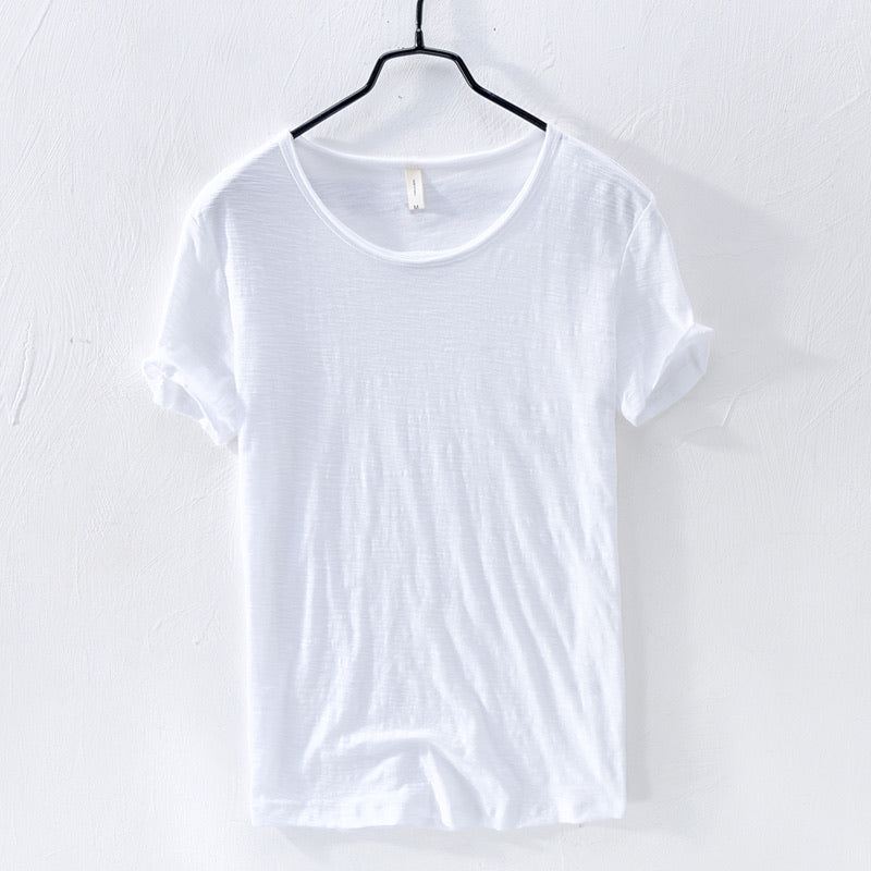T-Shirt – leicht – mit kurzen Ärmeln – Rundhalsausschnitt – Herrenbekleidung-Weiß-M-Chaps Herrenmode