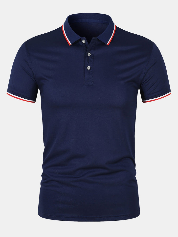 T-Shirt mit Kragen – schmal geschnitten – kurze Ärmel – Poloshirt – Herrenbekleidung-Dunkelblau-S-Chaps Herrenmode