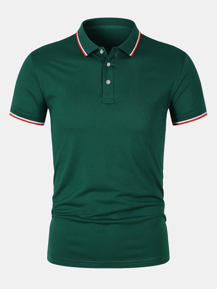 T-Shirt mit Kragen – schmal geschnitten – kurze Ärmel – Poloshirt – Herrenbekleidung-Grün-S-Chaps Herrenmode