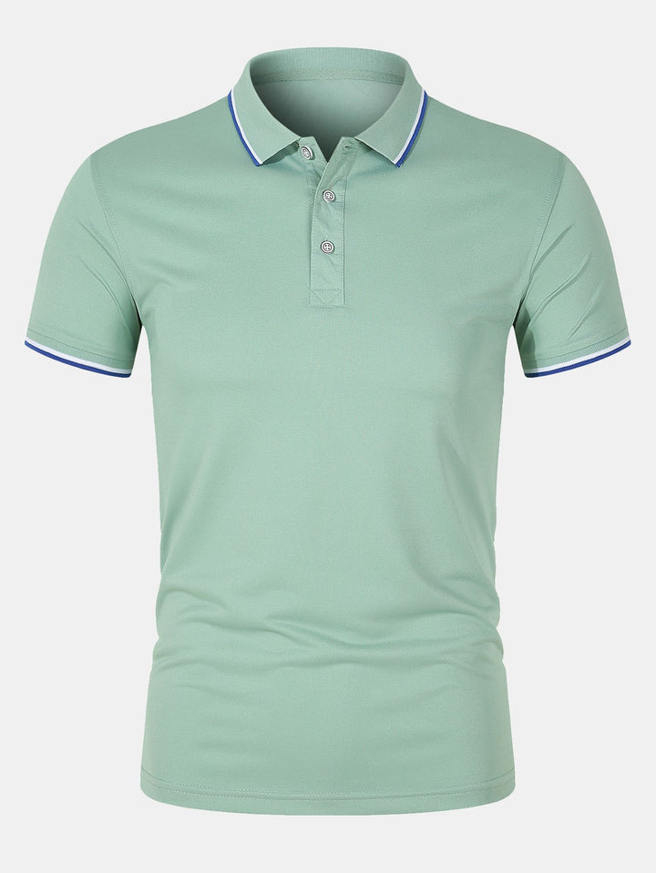 T-Shirt mit Kragen – schmal geschnitten – kurze Ärmel – Poloshirt – Herrenbekleidung-Hellgrün-S-Chaps Herrenmode