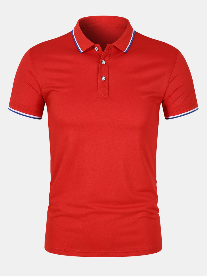 T-Shirt mit Kragen – schmal geschnitten – kurze Ärmel – Poloshirt – Herrenbekleidung-Rot-S-Chaps Herrenmode