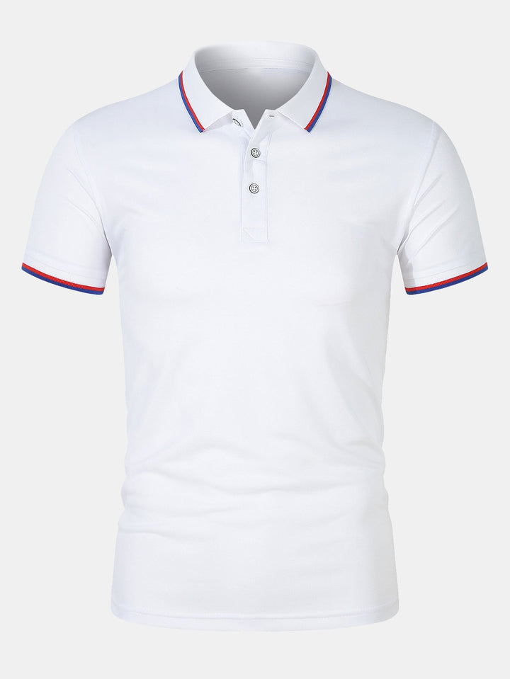 T-Shirt mit Kragen – schmal geschnitten – kurze Ärmel – Poloshirt – Herrenbekleidung-Weiß-S-Chaps Herrenmode