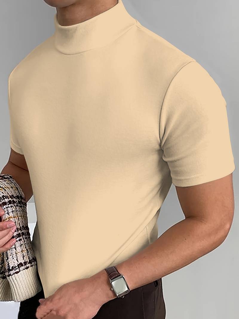 T-Shirt mit hohem Kragen | Kurzarm | Rollkragen | Herren-T-Shirt | Herrenbekleidung-Chaps Herrenmode